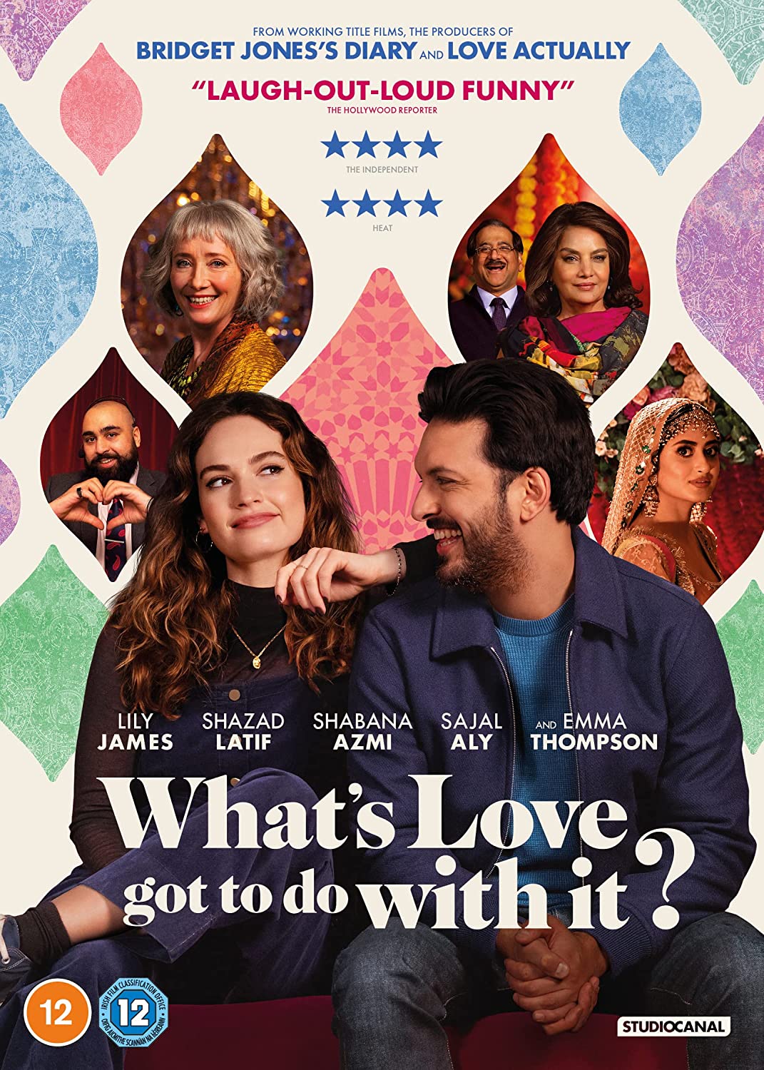 "DVD cover featuring a man and woman, with cast images above them."