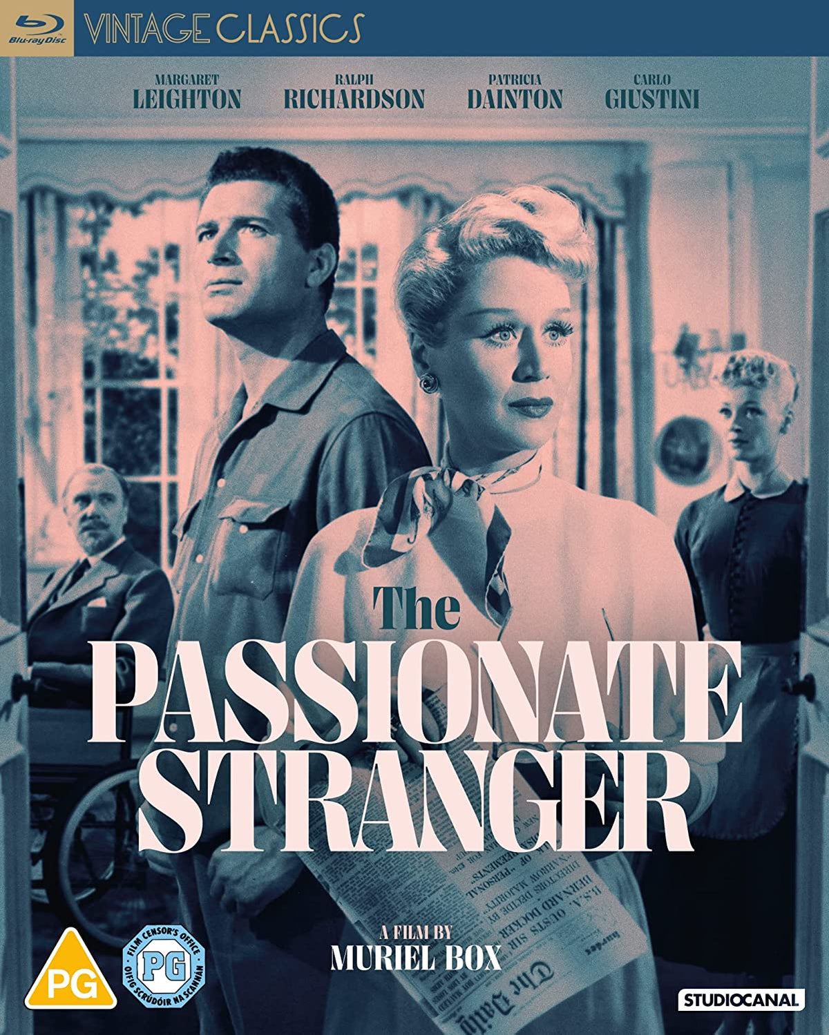 Blu-ray cover for "Passionate Stranger" featuring Margaret Leighton and Ralph Richardson.