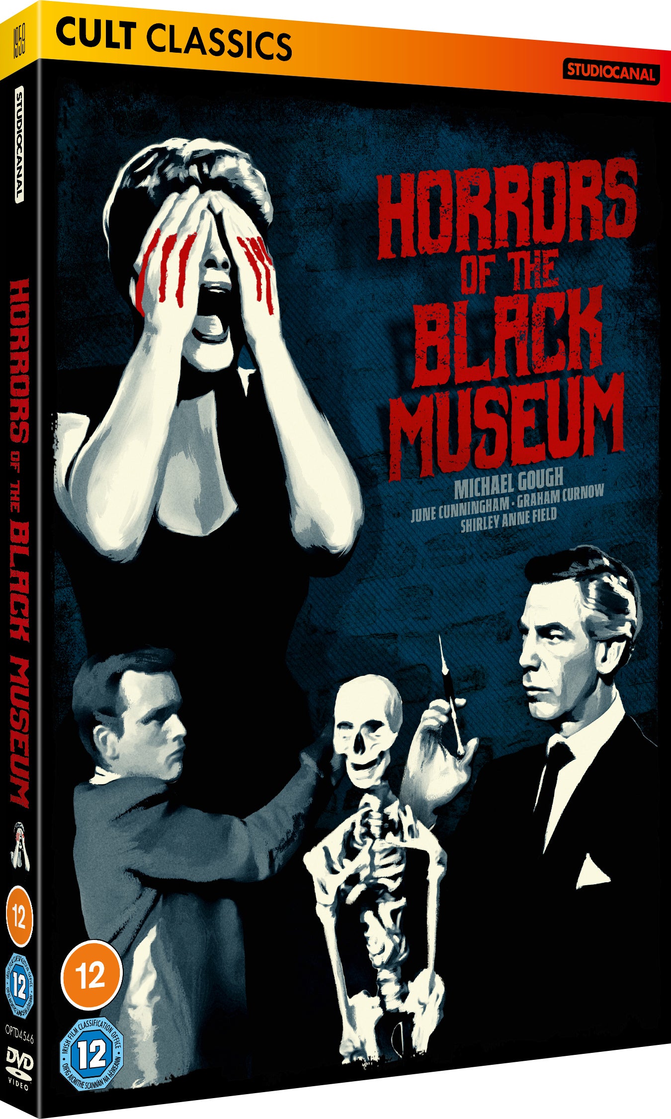 DVD cover for "Horrors of the Black Museum" featuring distressed figures.