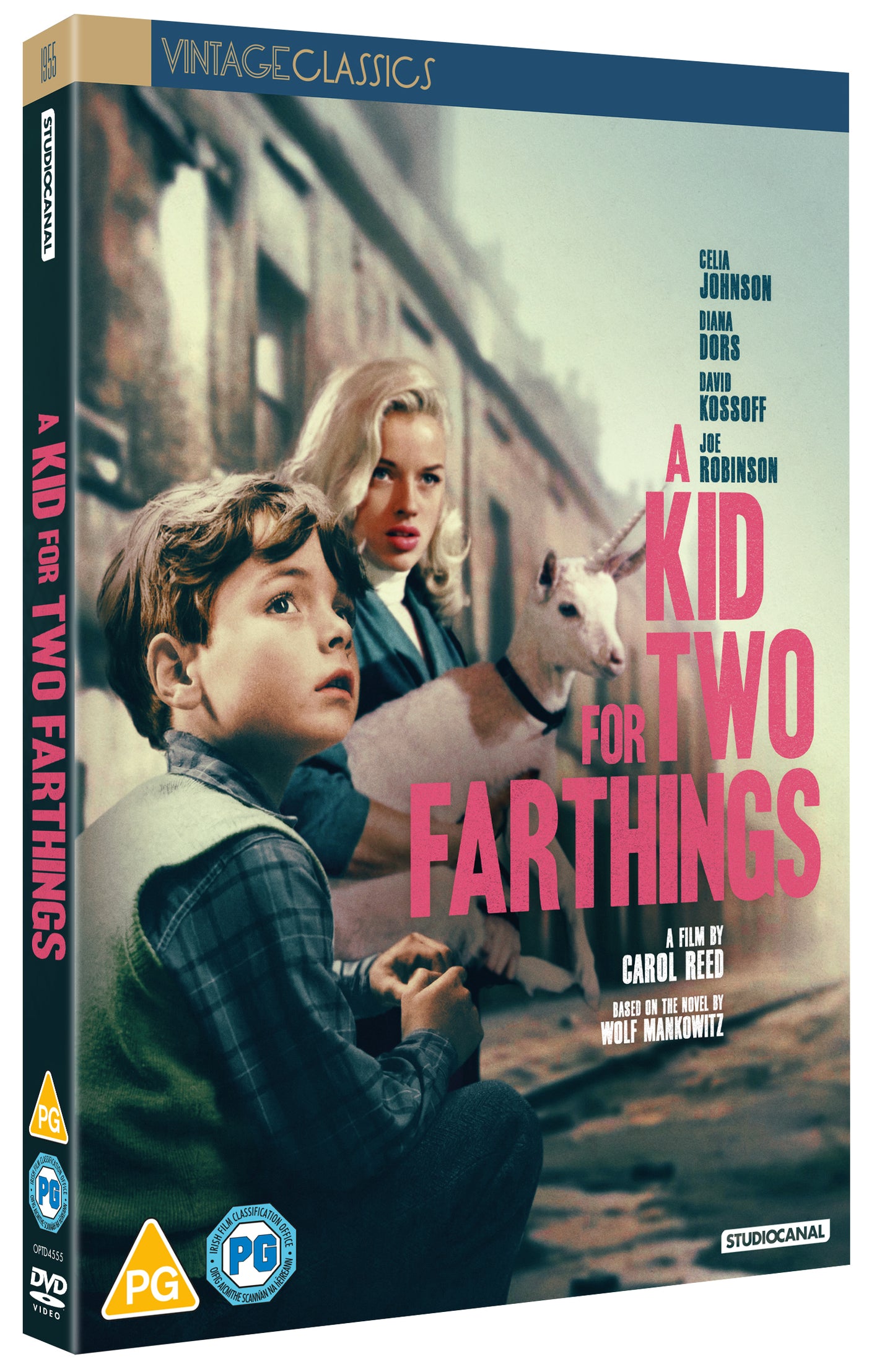 DVD cover for "A Kid For Two Farthings" featuring two young people.