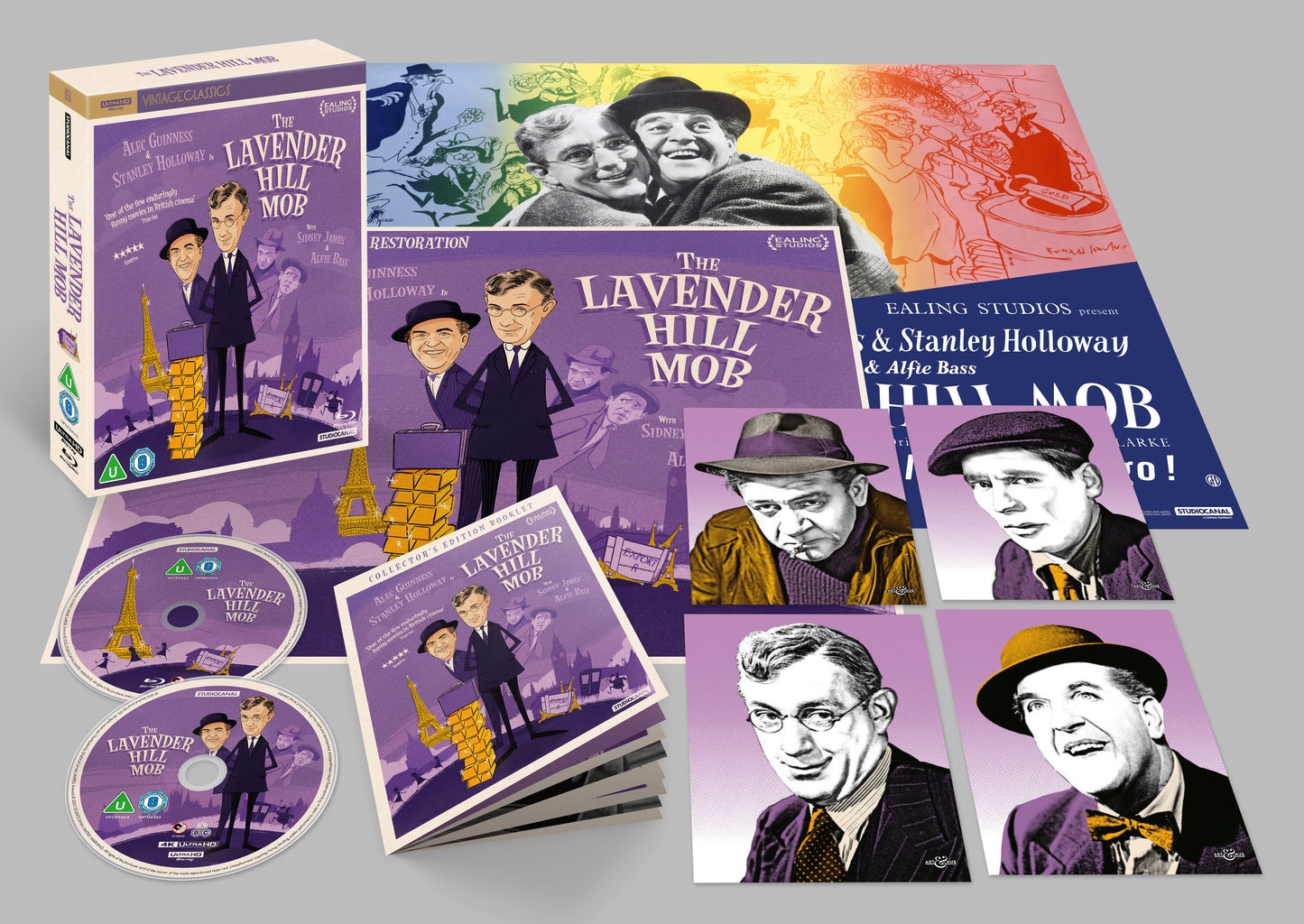 The Lavender Hill Mob" UHD Blu-ray collector's edition packaging and discs.