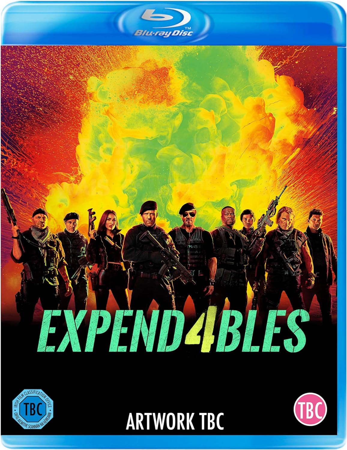 Blu-ray cover for "Expend4bles" featuring action movie stars with explosions.