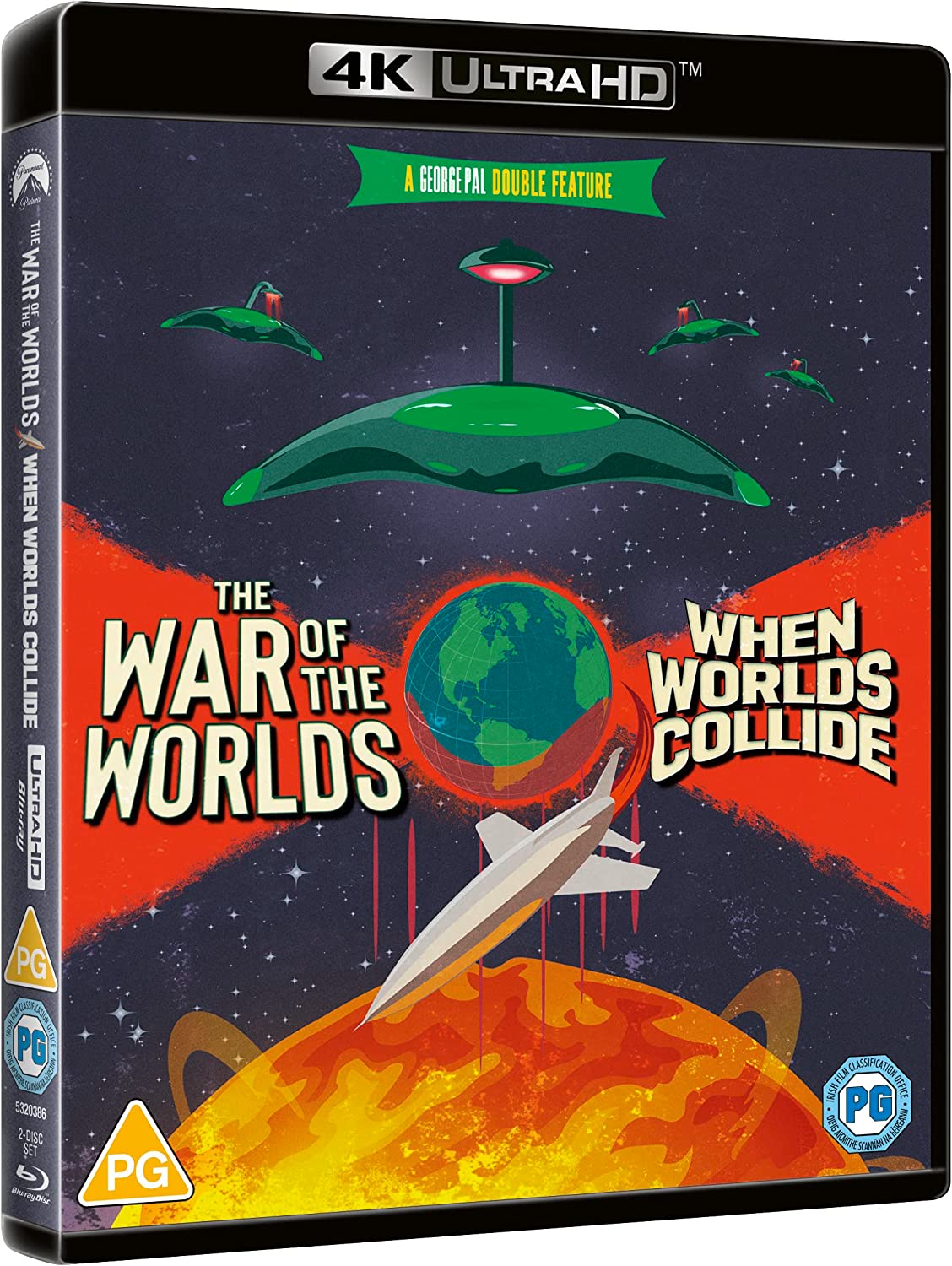 4K Ultra HD Blu-ray cover featuring The War of the Worlds and When Worlds Collide.