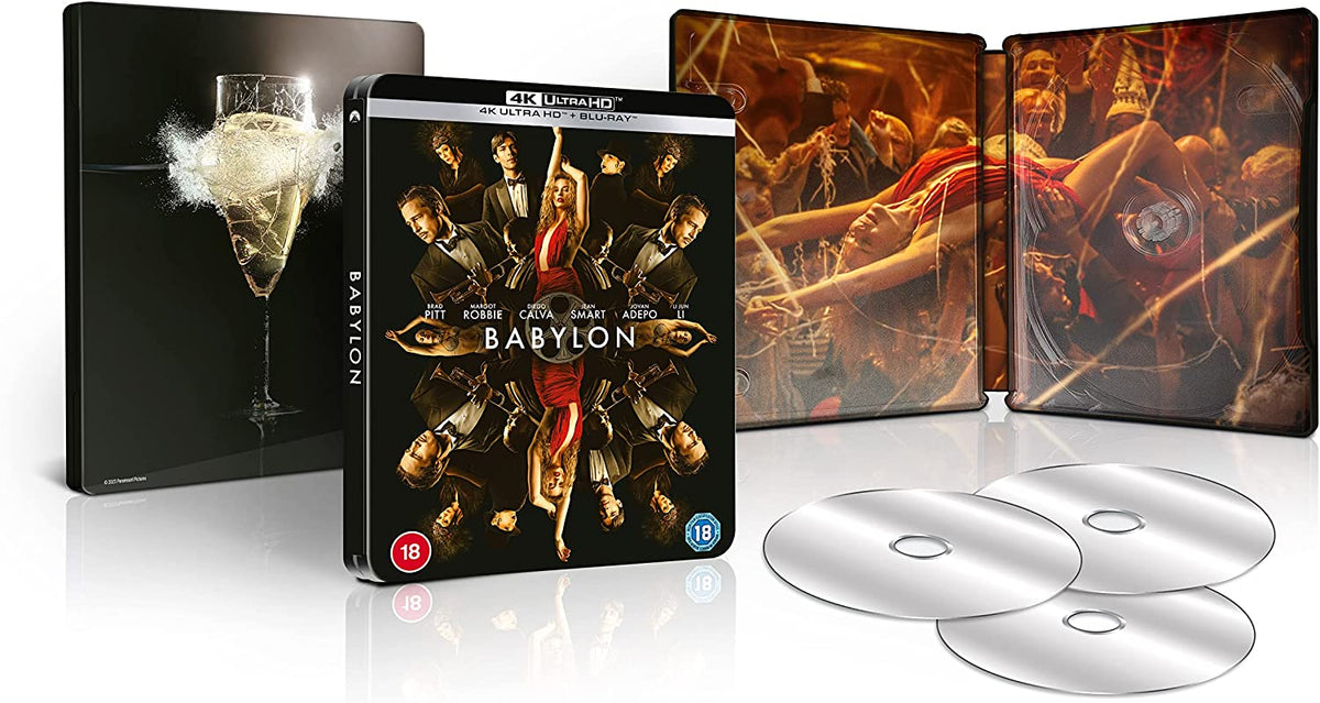 Babylon" 4K+2BD Steelbook with film characters and discs included.