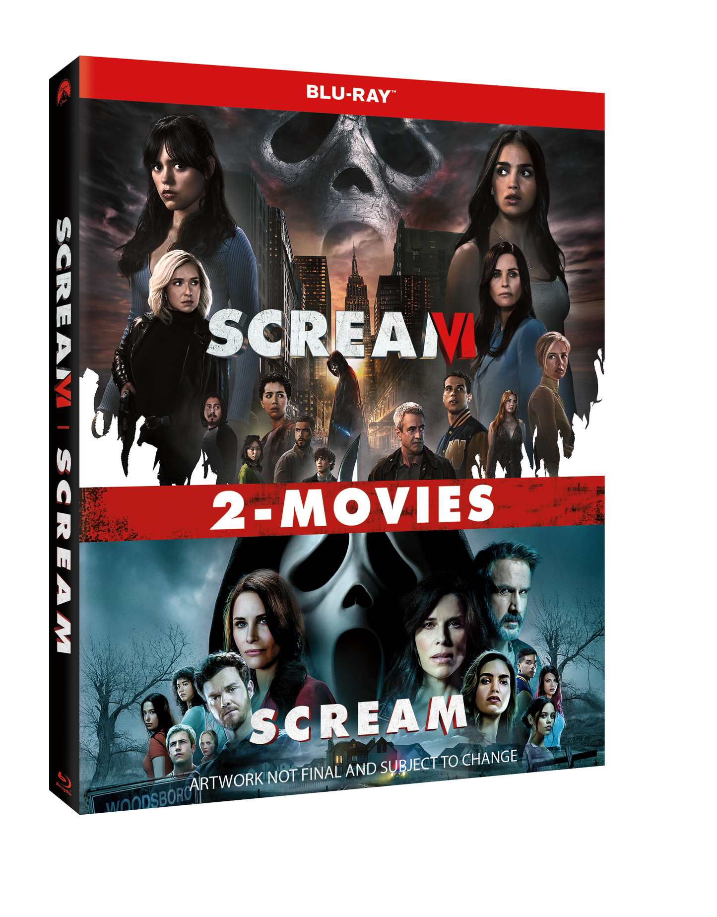 "Bluray box set featuring Scream movie covers with characters and ghostface masks."