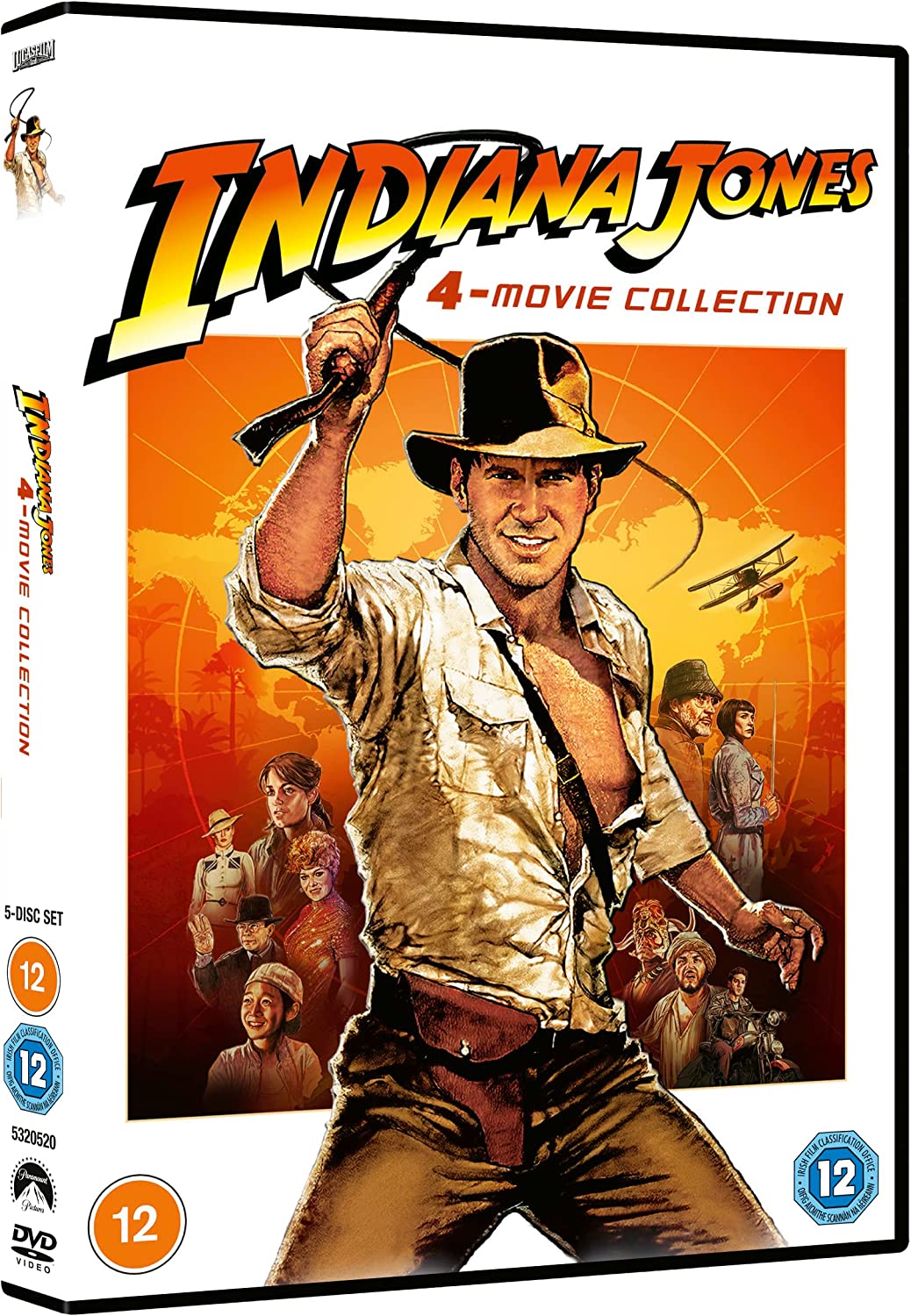 "Indiana Jones DVD case featuring the character holding a whip, with other characters."