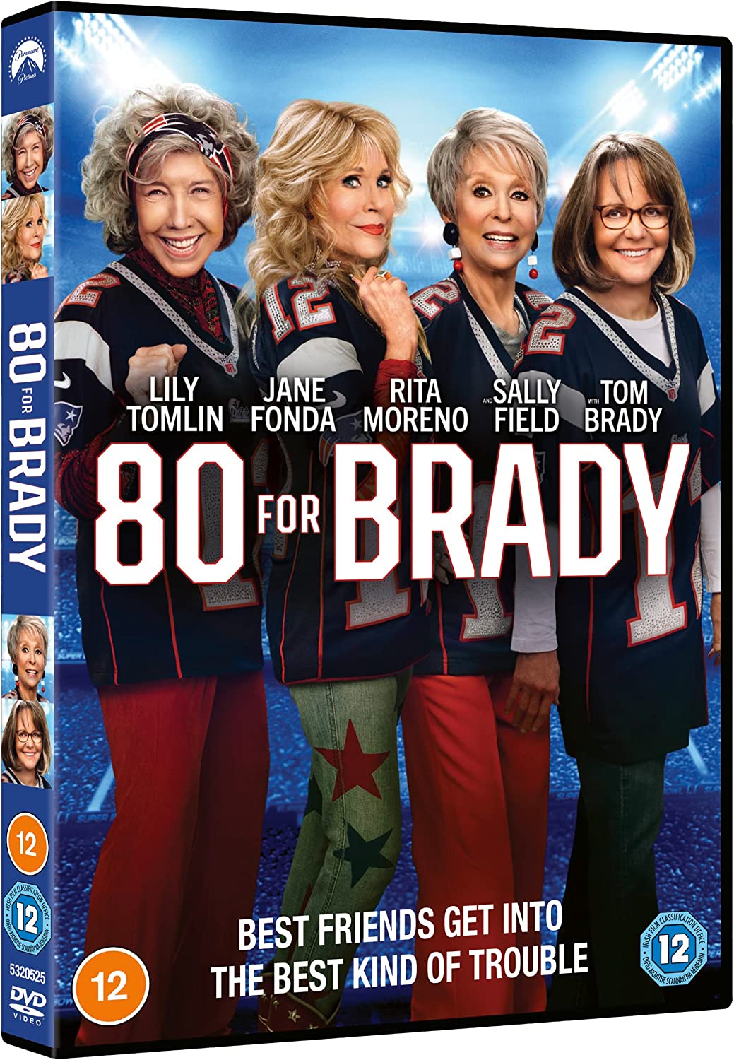 80 for Brady" DVD cover featuring Lily Tomlin, Jane Fonda, Rita Moreno, and Sally Field.