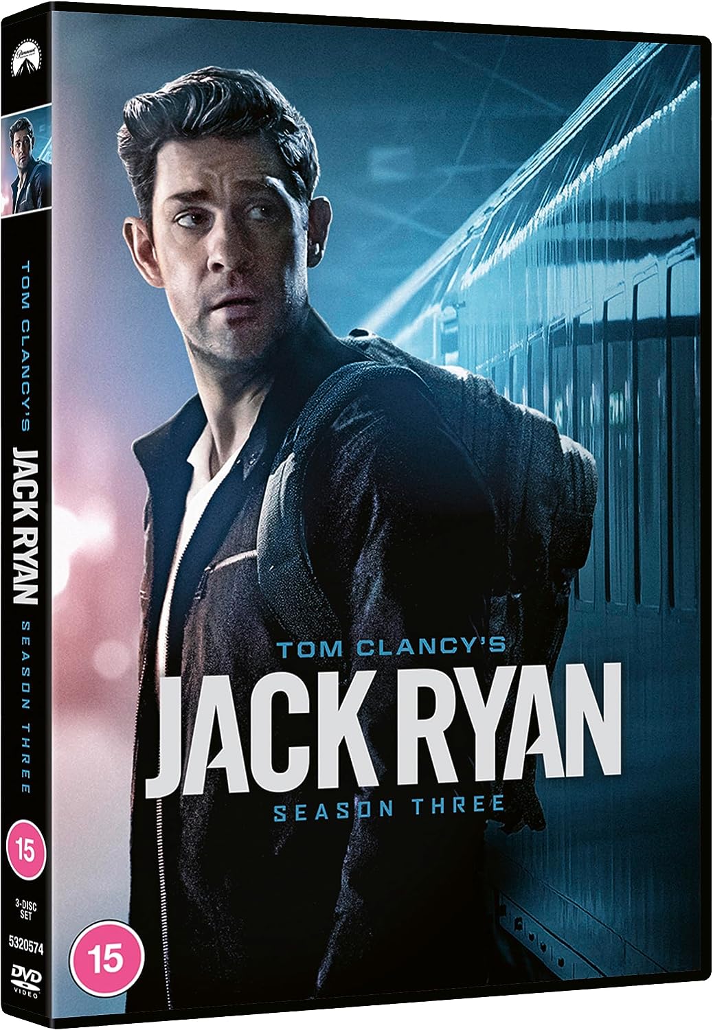 "DVD case for 'Tom Clancy's Jack Ryan Season Three' with man on cover."