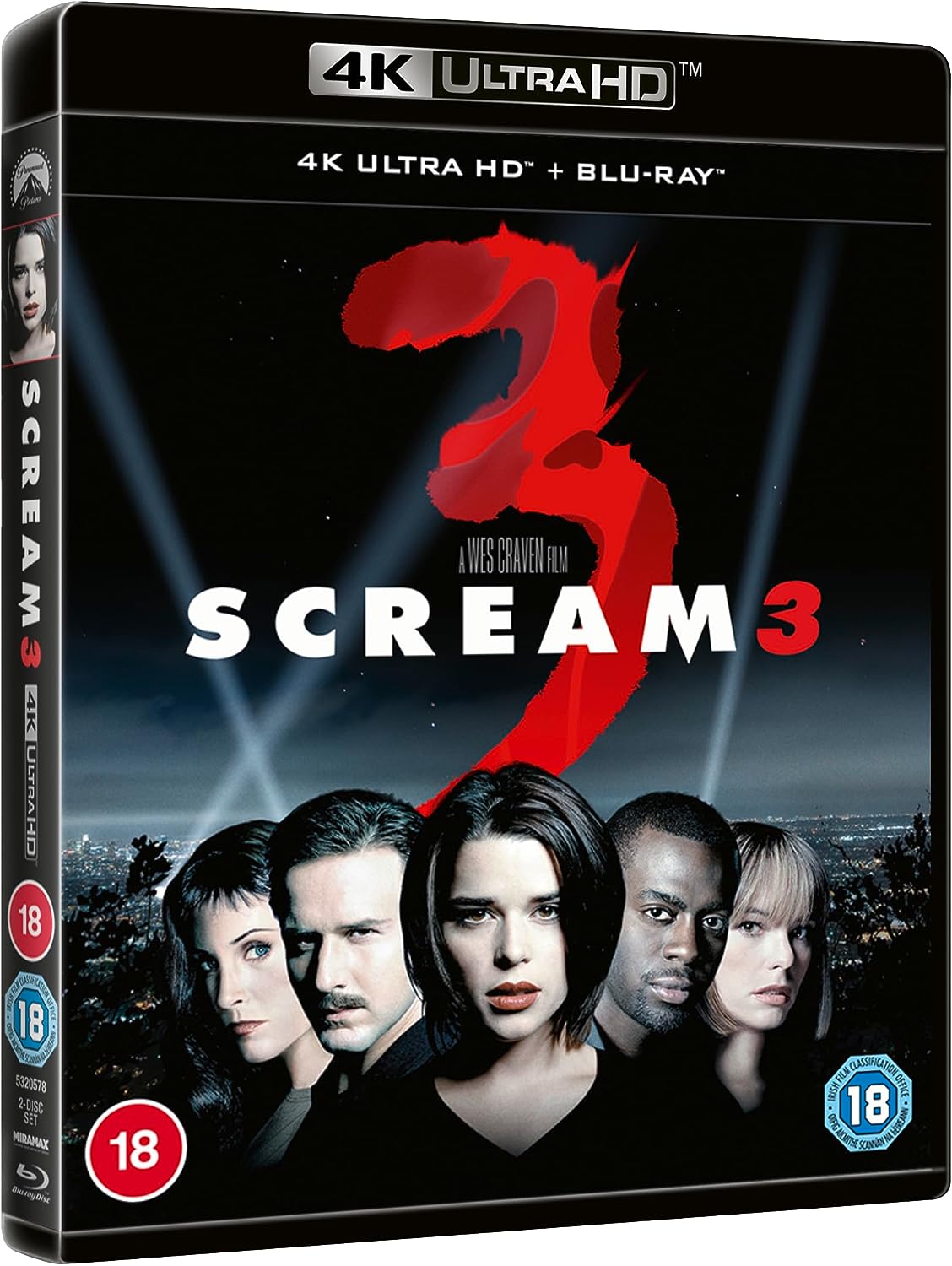 Scream 3" 4K UHD Blu-ray cover with Ghostface and cast portraits.