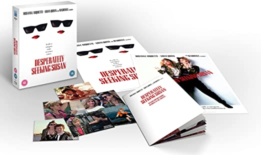 Desperately Seeking Susan" Blu-ray deluxe edition with film stills and packaging.