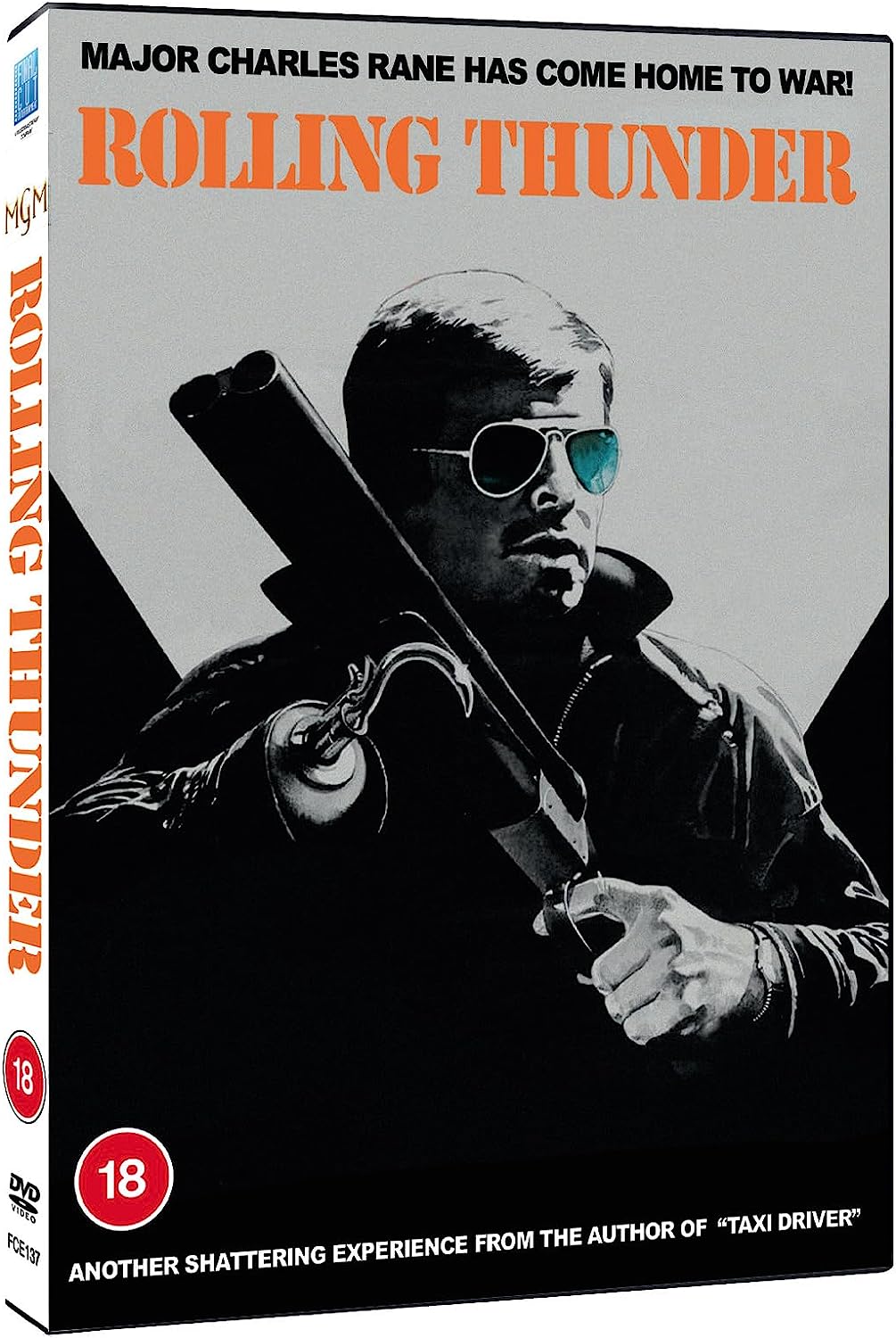 "DVD case for 'Rolling Thunder' with a man holding a gun on the cover."