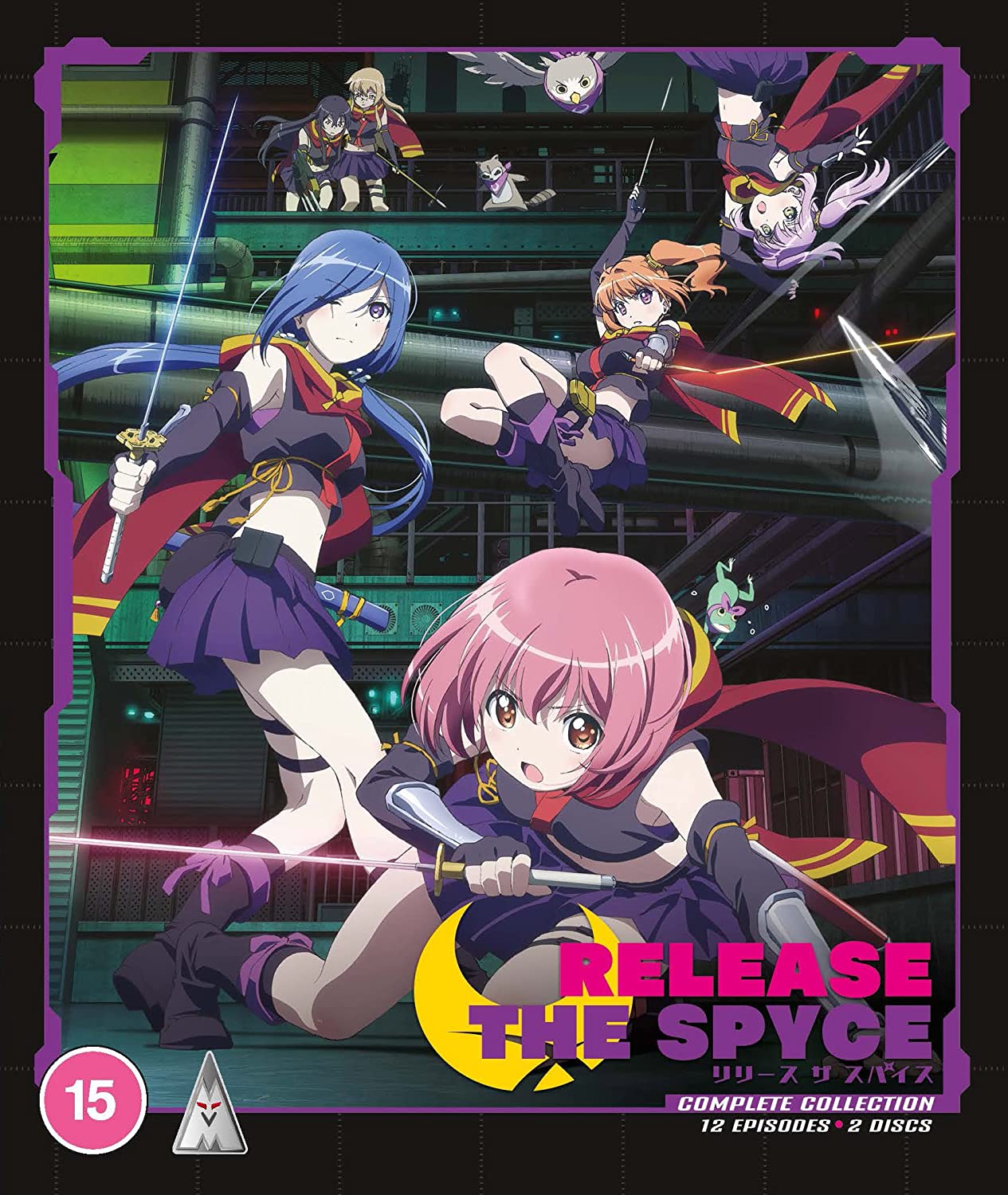"Blu-ray cover featuring anime girls with swords in a futuristic setting."