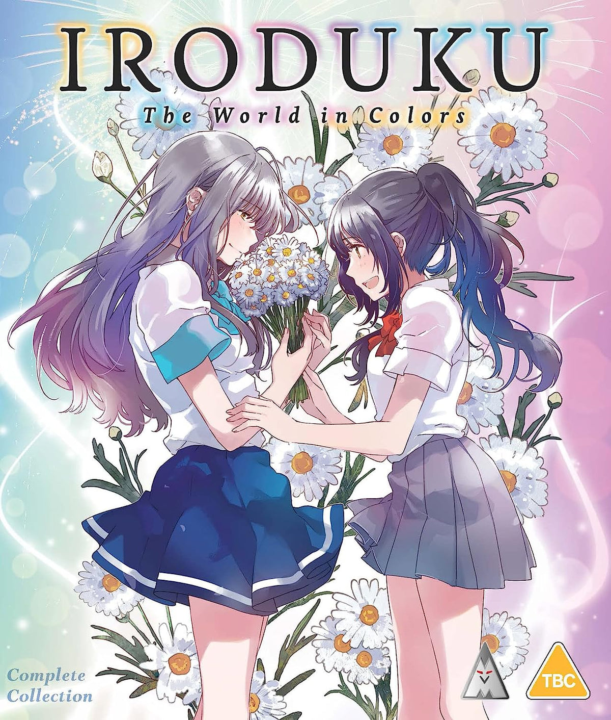 Blu-ray cover featuring two anime girls with a bouquet of daisies.