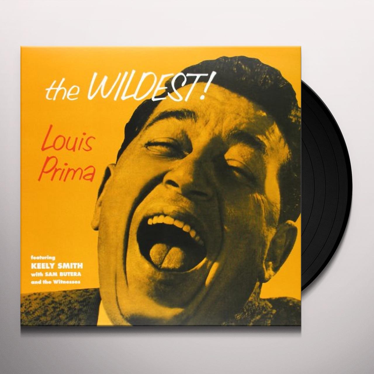Louis Prima album cover with two black vinyl records beside it.
