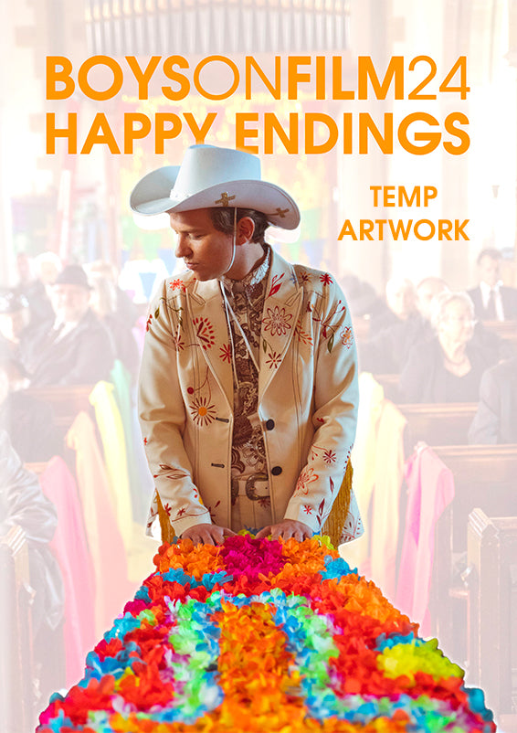 DVD cover for "Boys on Film 24: Happy Endings" featuring two men.