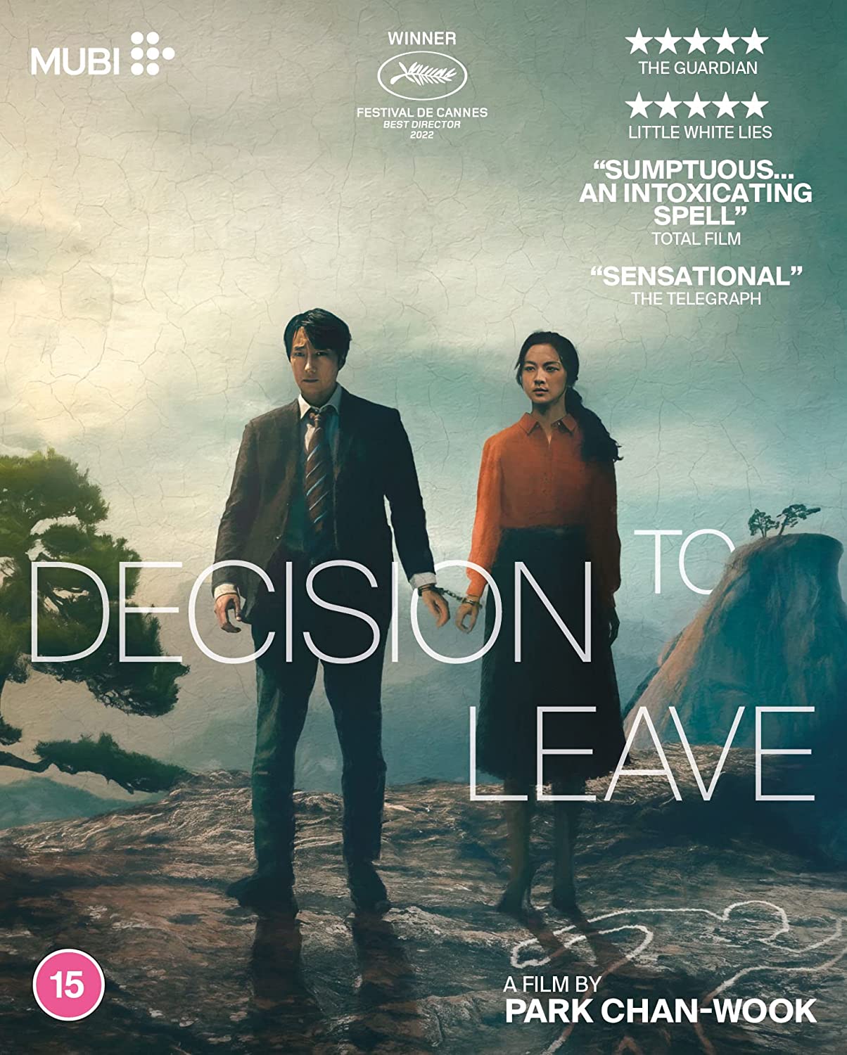 "Blu-ray cover featuring a man and woman standing on a rocky cliff."