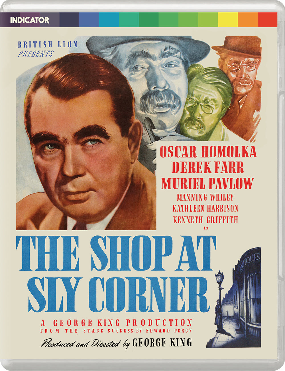 Blu-ray cover for "The Shop At Sly Corner" featuring film portraits.