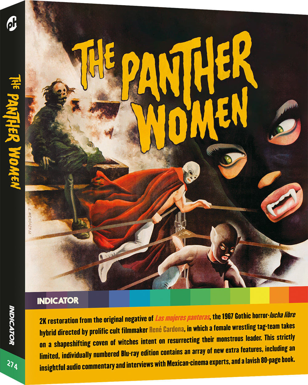 Blu-ray cover for "The Panther Women" featuring a wrestler and shadowy figures.