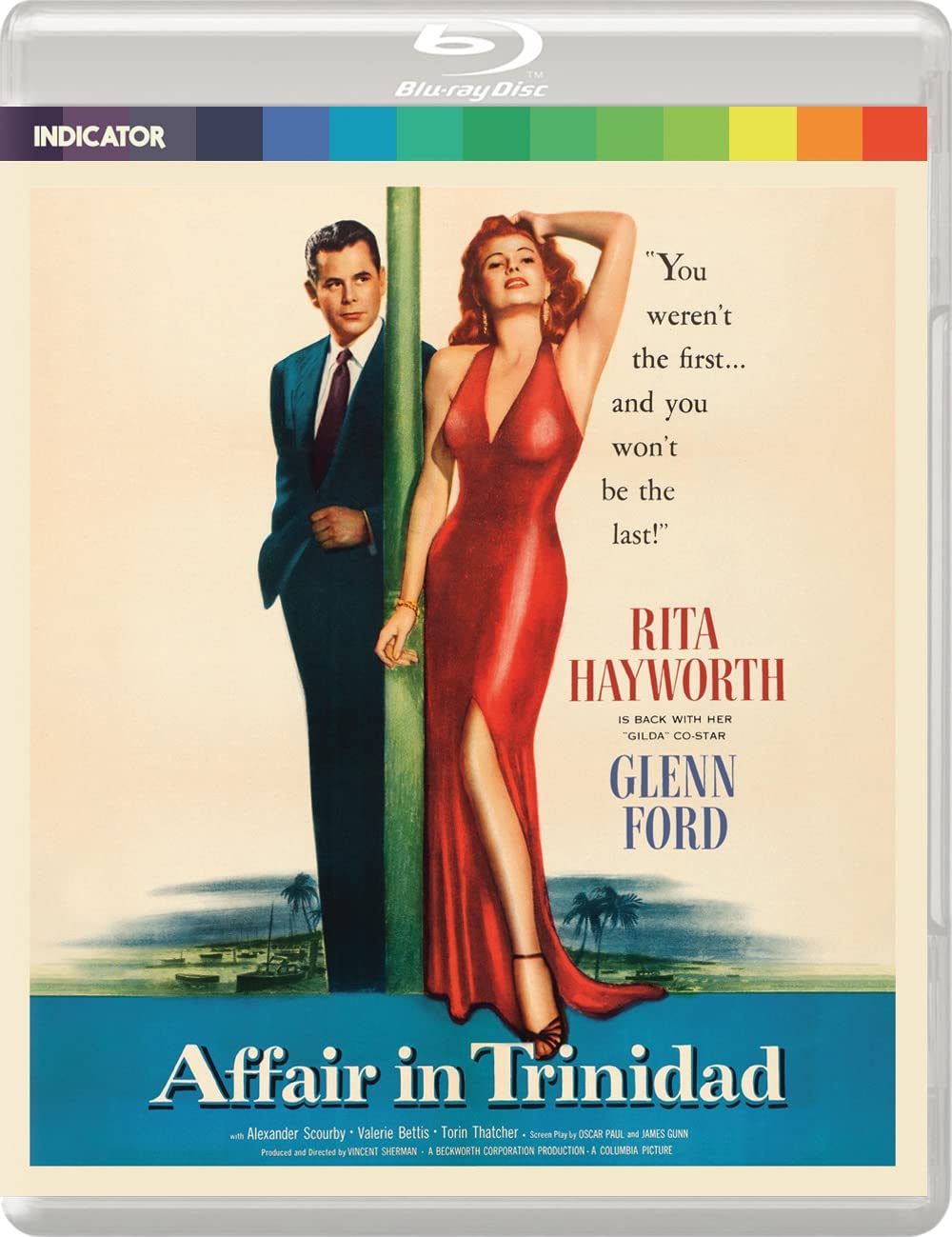 "Blu-ray case with a man and woman on the cover, woman in red dress."