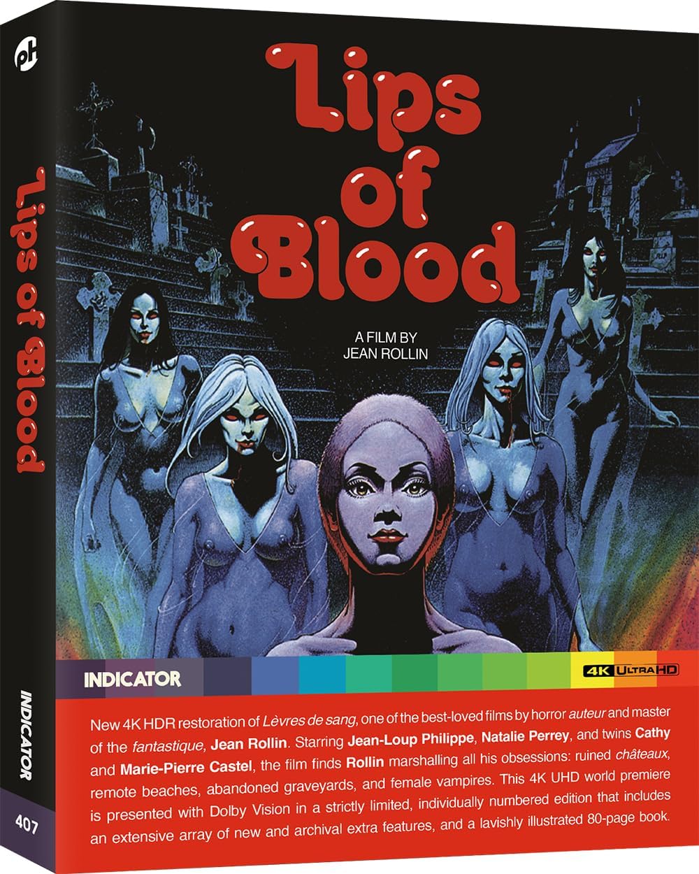 Blu-ray cover for “Lips of Blood” featuring a woman and shadowy figures.