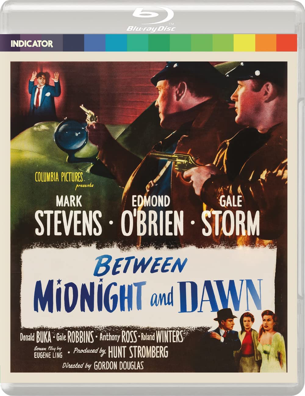 Blu-ray cover for the 1950 film "Between Midnight and Dawn" featuring actors.