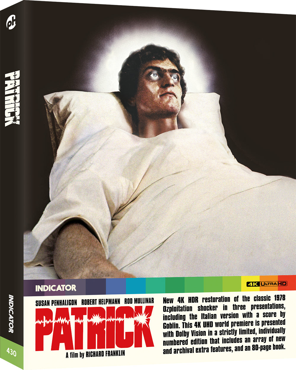 Patrick" UHD Blu-ray cover featuring a man with a bandage over his eyes.