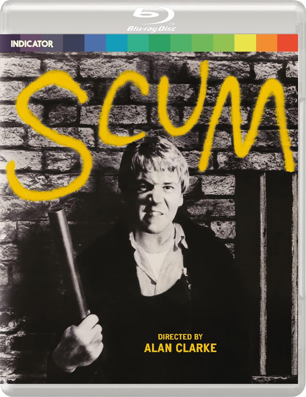 "Blu-ray case with black and white image of a man holding a baton."