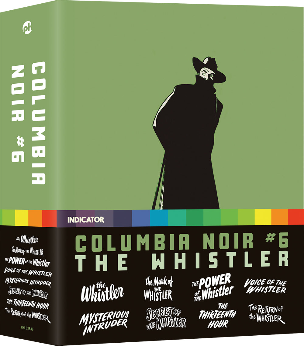 Blu-ray cover for "Columbia Noir #6: The Whistler" with a shadowy figure.