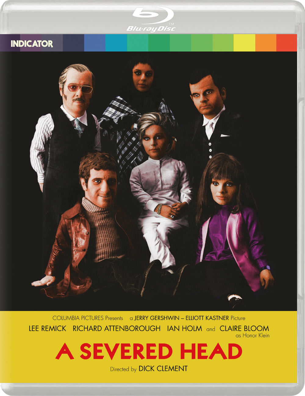 Blu-ray cover for "A Severed Head" featuring a group portrait of actors.