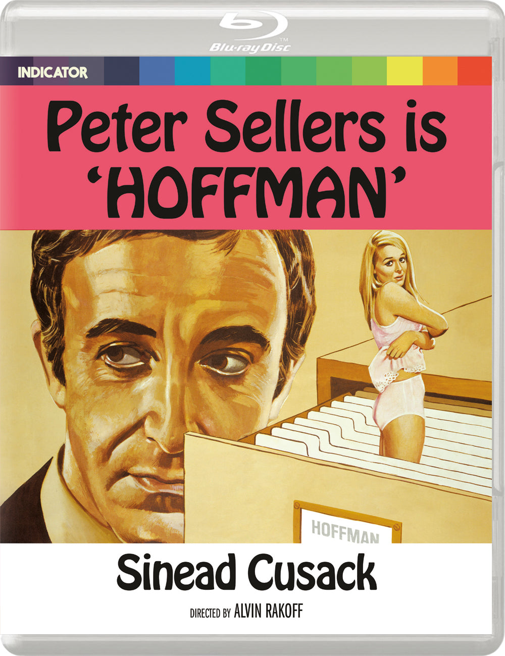 Blu-ray cover for "Hoffman" featuring Peter Sellers and Sinead Cusack.