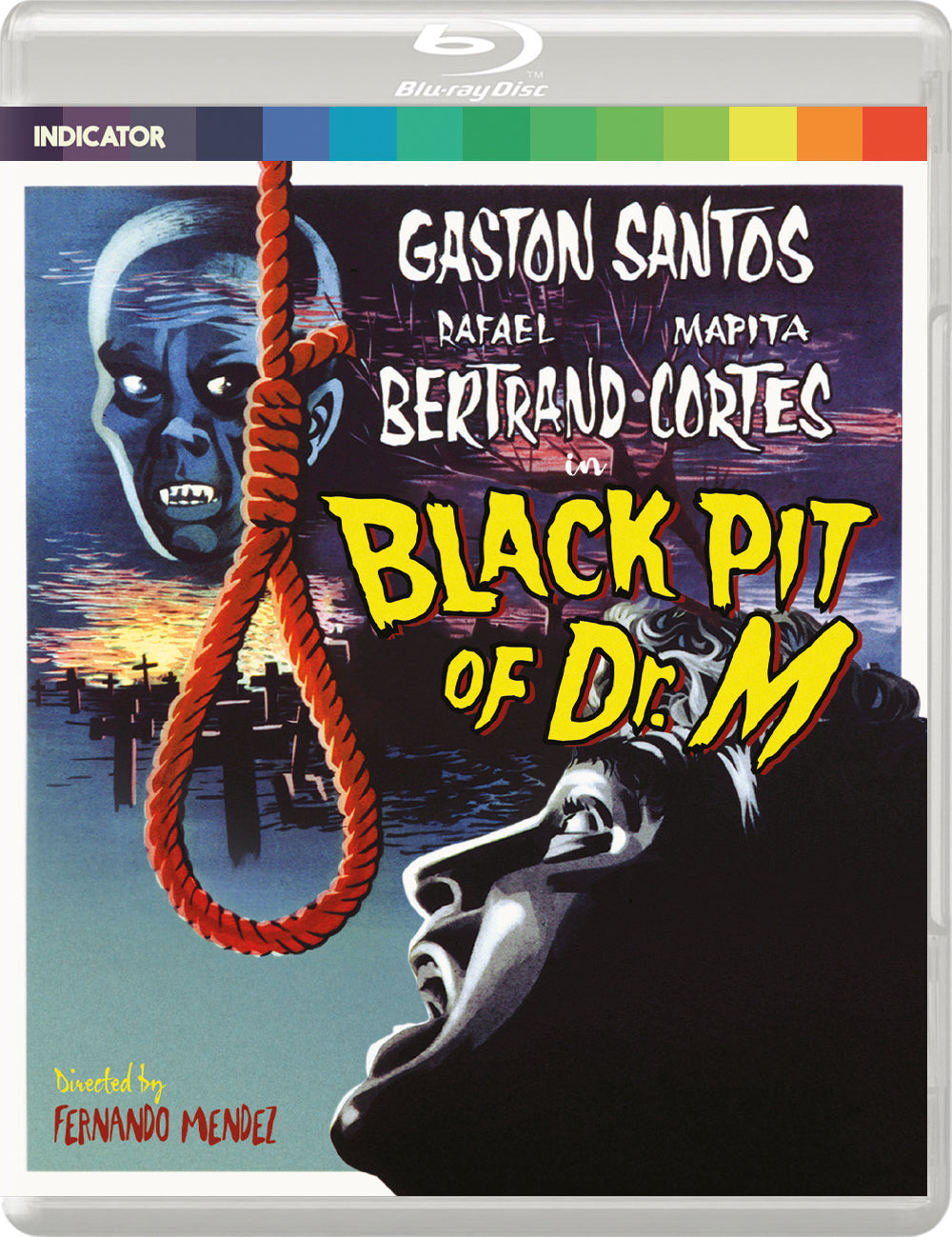 Blu-ray cover for "Black Pit of Dr. M" featuring a ghostly figure and rope.