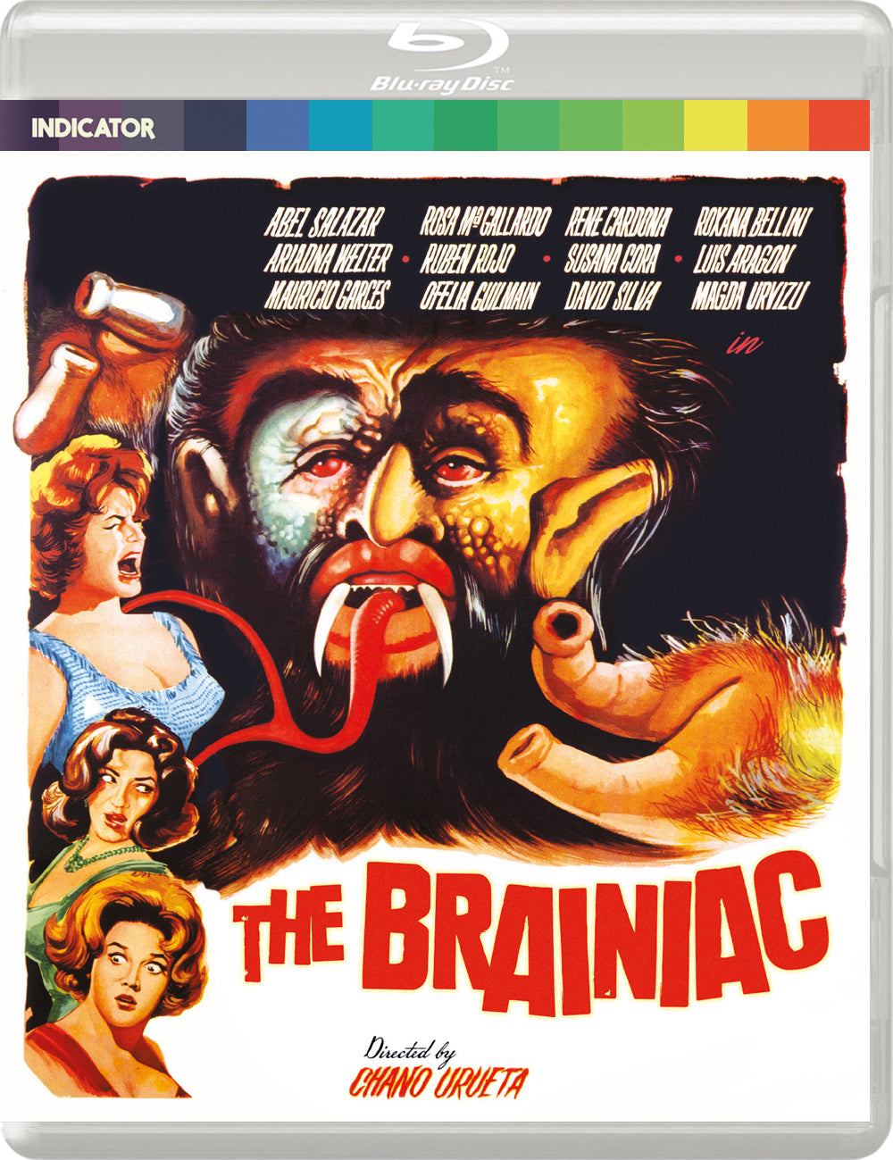 Blu-ray cover for "The Brainiac" featuring a monster and distressed people.
