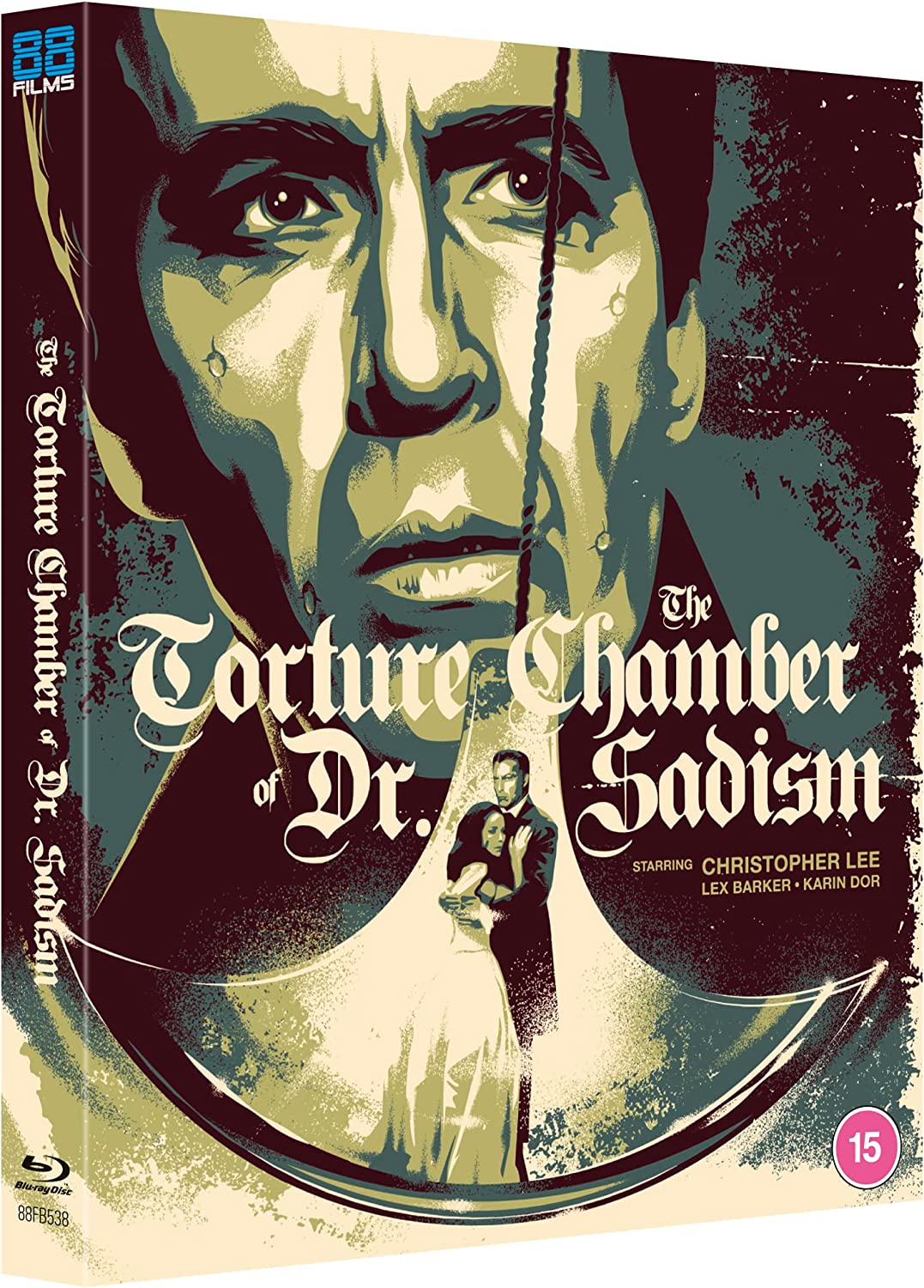 Blu-ray cover for "The Torture Chamber of Dr. Sadism" featuring Christopher Lee.