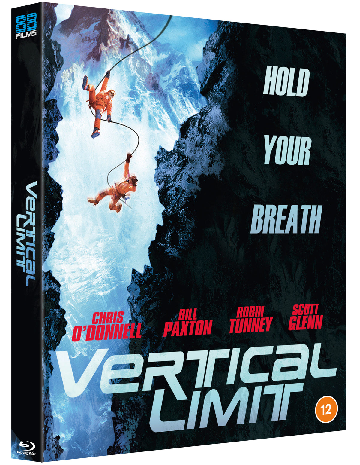 Blu-ray cover for "Vertical Limit" featuring a climber on a snowy peak.