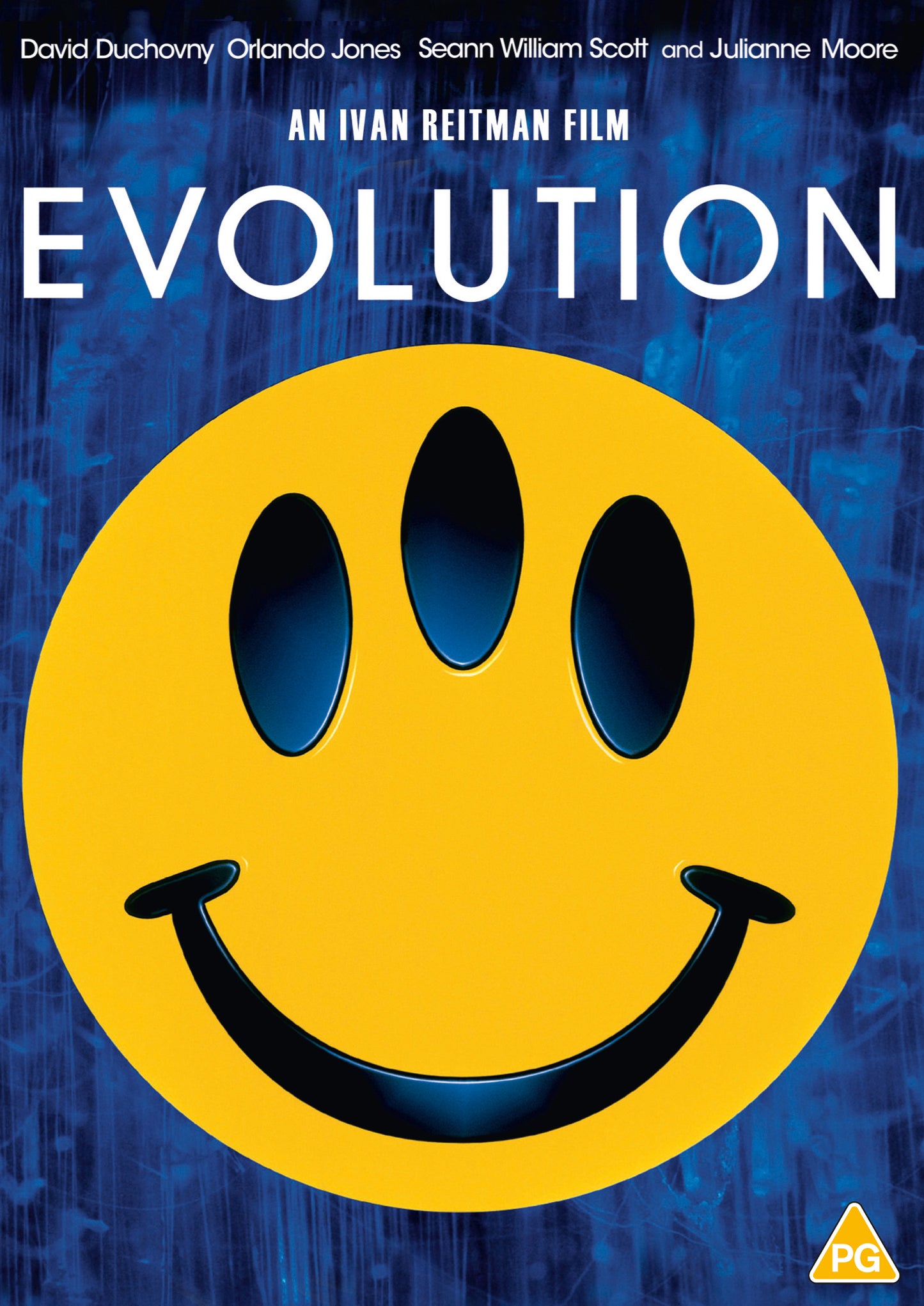 DVD cover for “Evolution” featuring a yellow smiley face with dark eyes.