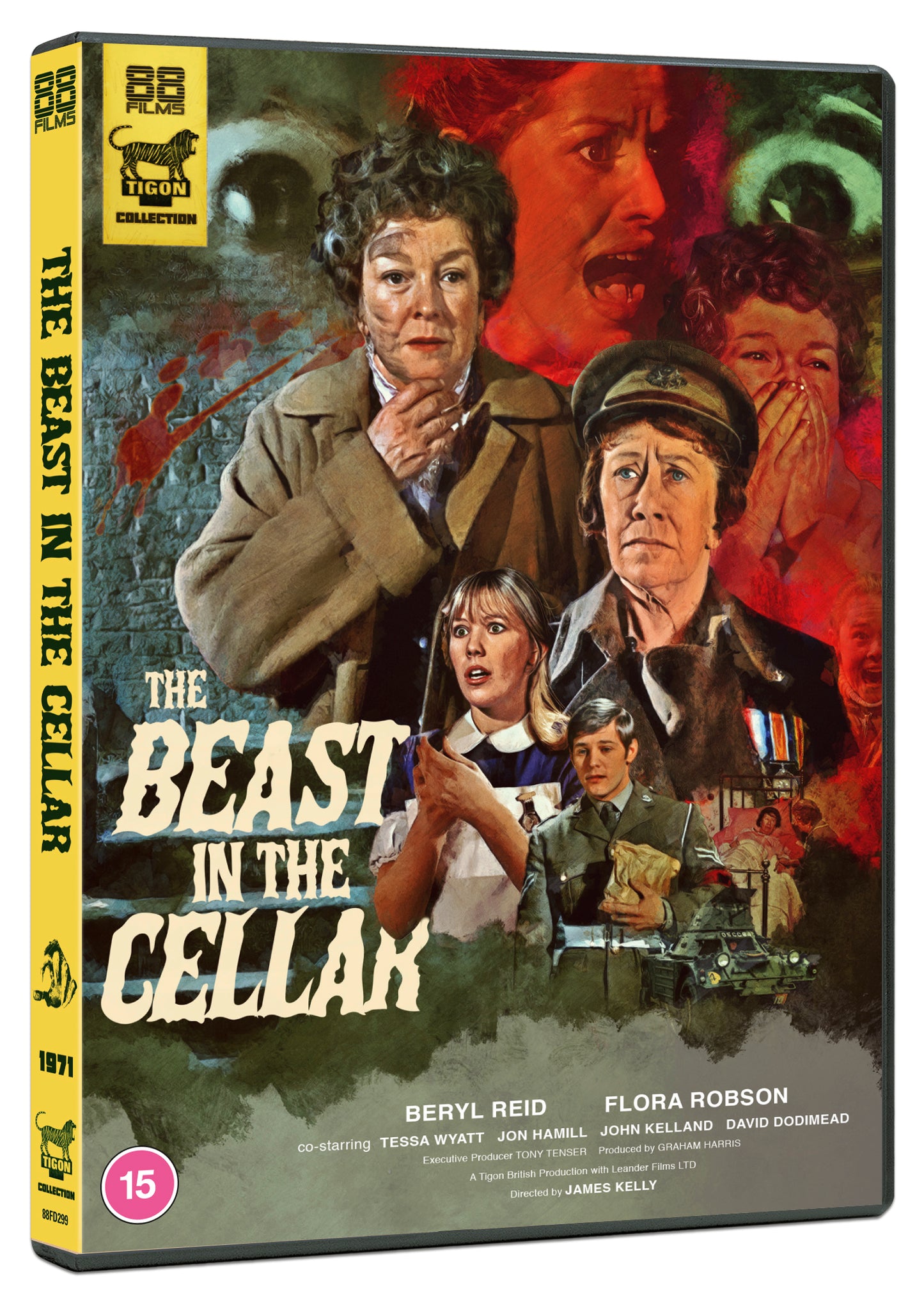 DVD cover for "Beast in the Cellar" featuring cast and wartime imagery.