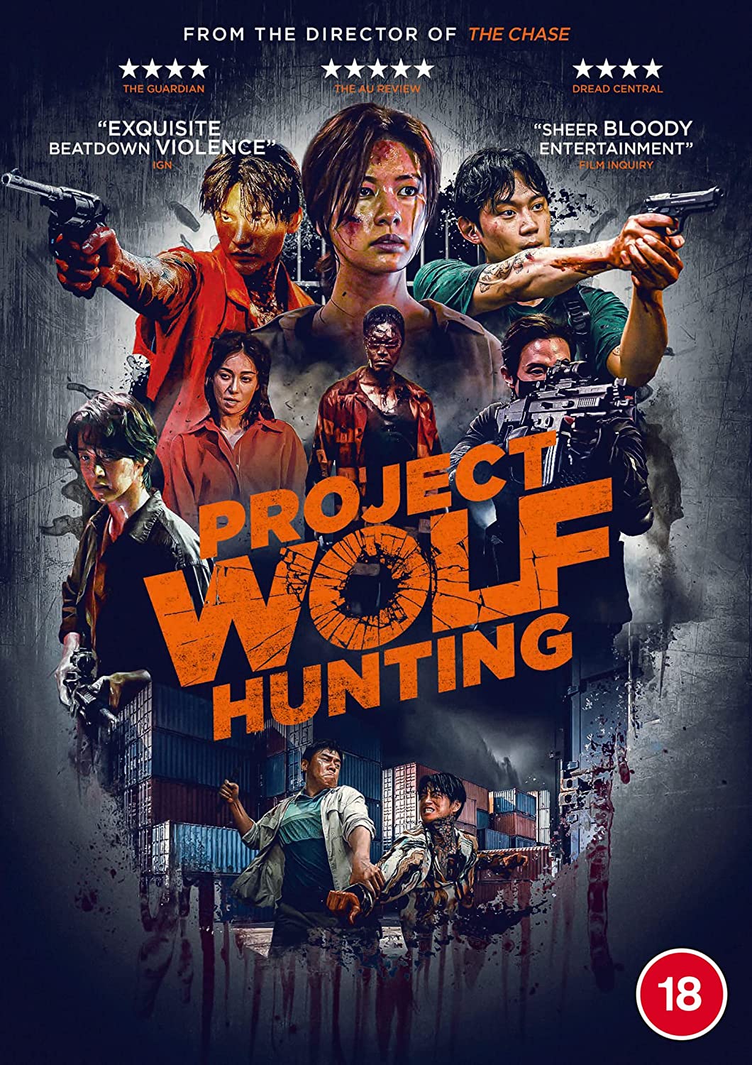 DVD cover for “Project Wolf Hunting” featuring distressed people and bold text.
