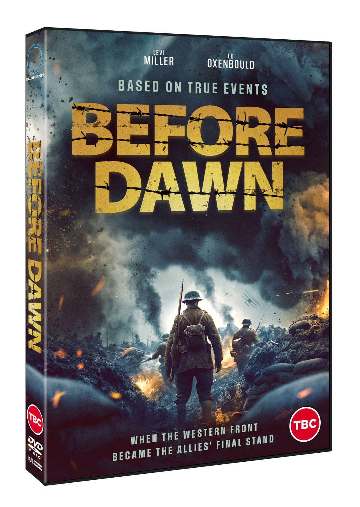 DVD cover for "Before Dawn," depicting soldiers in a World War I battlefield.