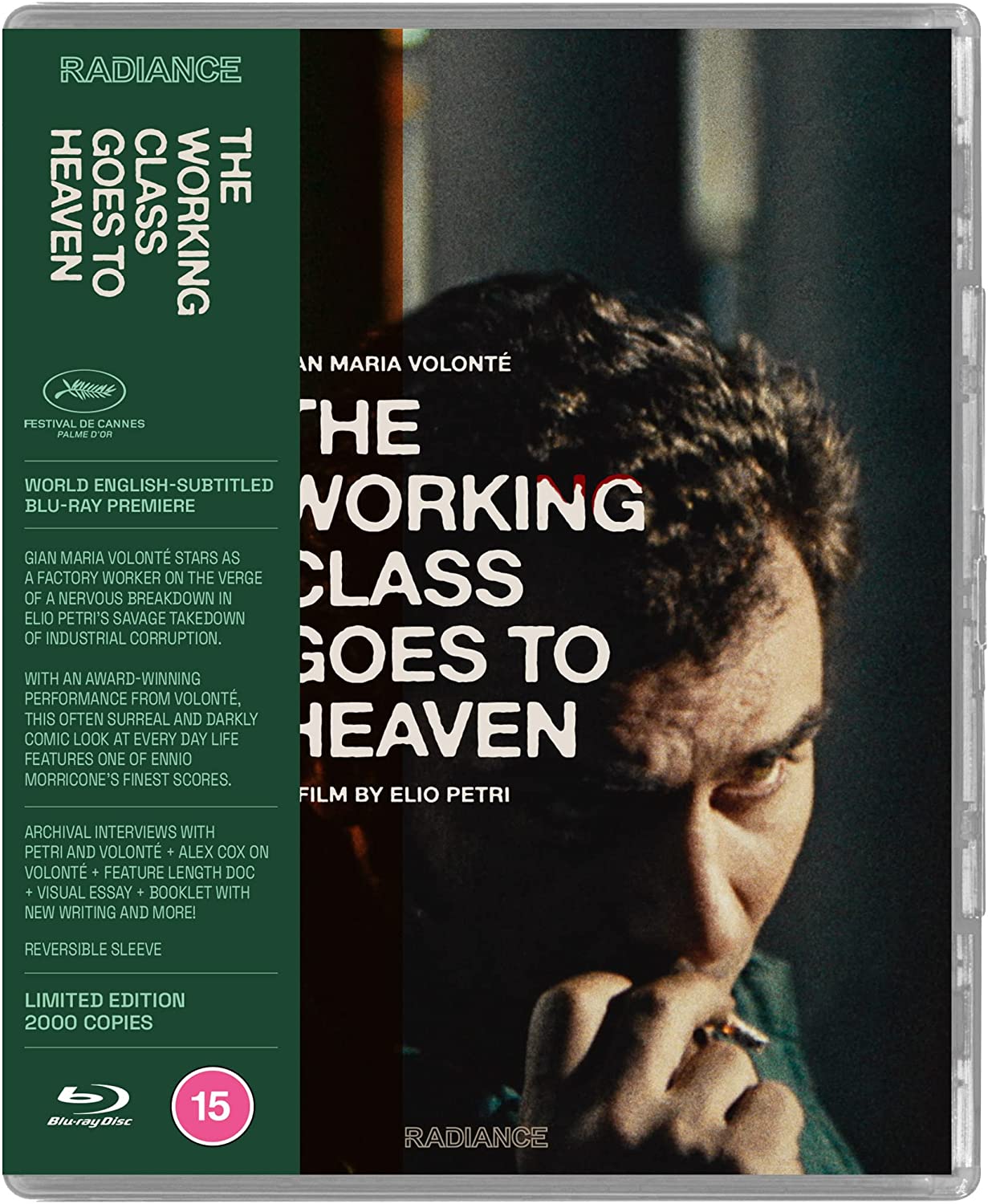 "The Working Class Goes to Heaven" Blu-ray case with a man's face on the cover.