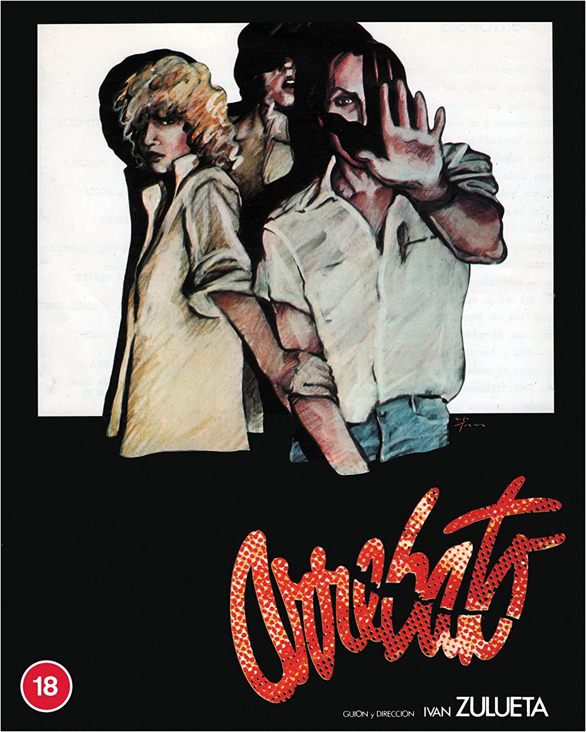 Blu-ray cover for "Arrebato" featuring two figures in distress, red title text.