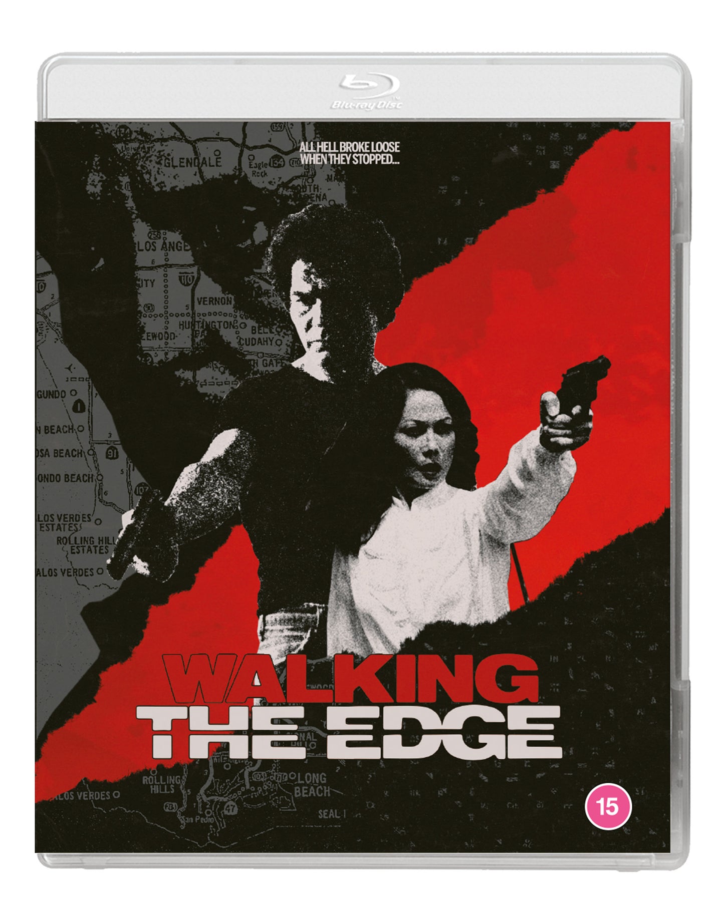 Walking The Edge" Blu-ray cover featuring two figures with guns, map background.