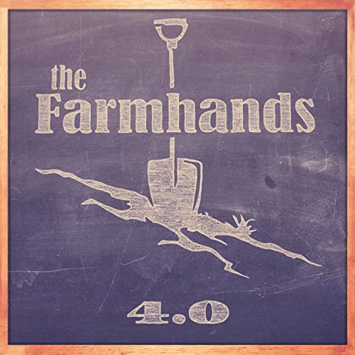 CD cover for "The Farmhands" with chalk-style text and imagery.