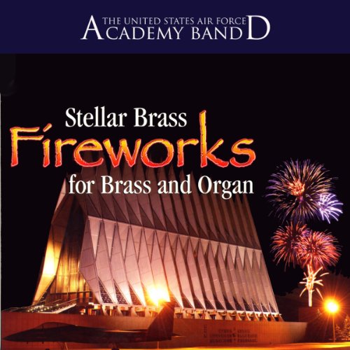 CD cover: chapel building with fireworks, text "Stellar Brass and Organ".