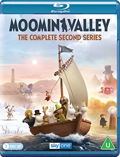 "Blu-ray case for Moominvalley Series 2, featuring cartoon characters on a boat."