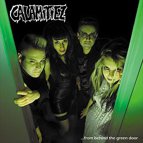 Calamitiez band portrait framed by a bright green doorway.