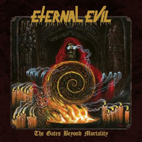 Dark album cover featuring a hooded figure with a swirling, fiery portal.