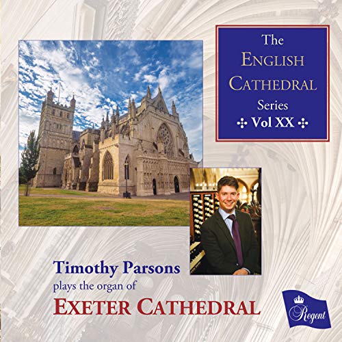 "CD cover featuring Exeter Cathedral and a man in a suit."