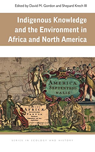 Book cover with title and illustration of people and map, featuring Africa and America.