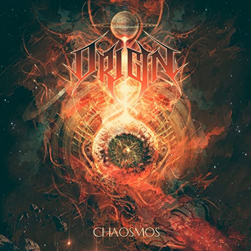Album cover for "Origin - Chaosmos" featuring an eye and cosmic imagery.