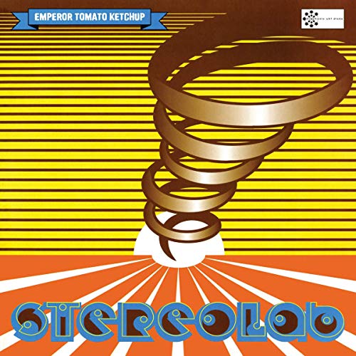 "Album cover featuring a swirling vortex design with 'Stereolab' and 'Emperor Tomato Ketchup' text."